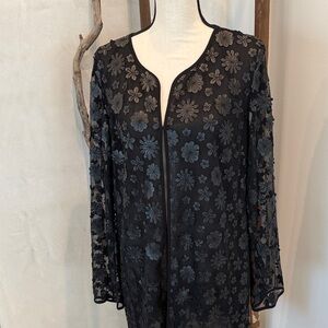Karl Lagerfeld Black Sheer Floral Top